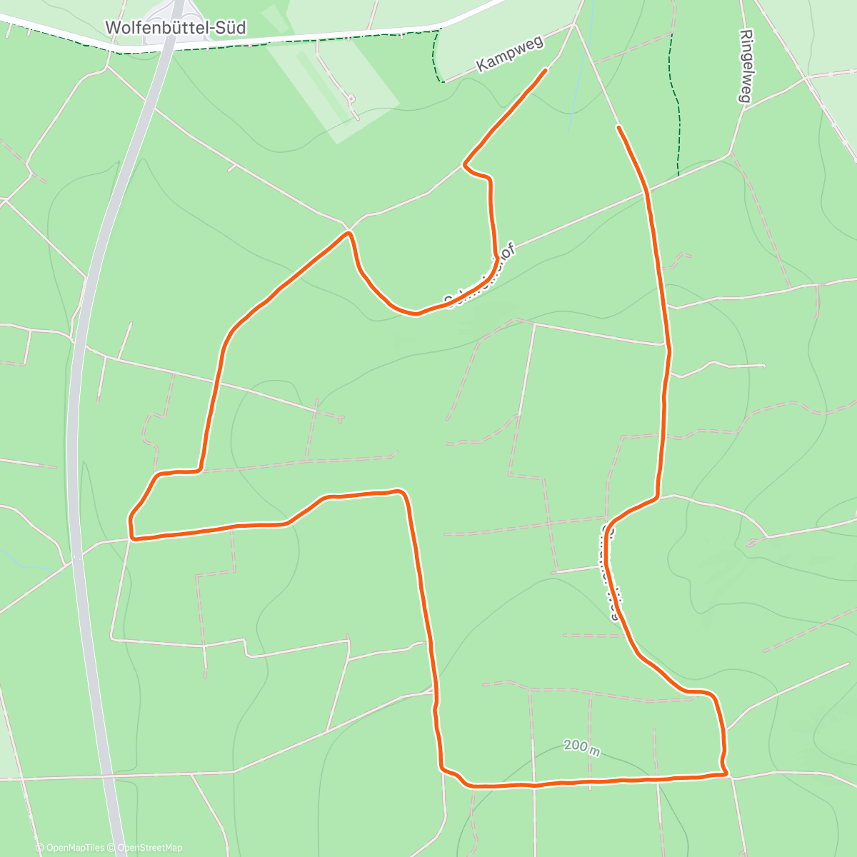 Map of the activity, Mittagslauf