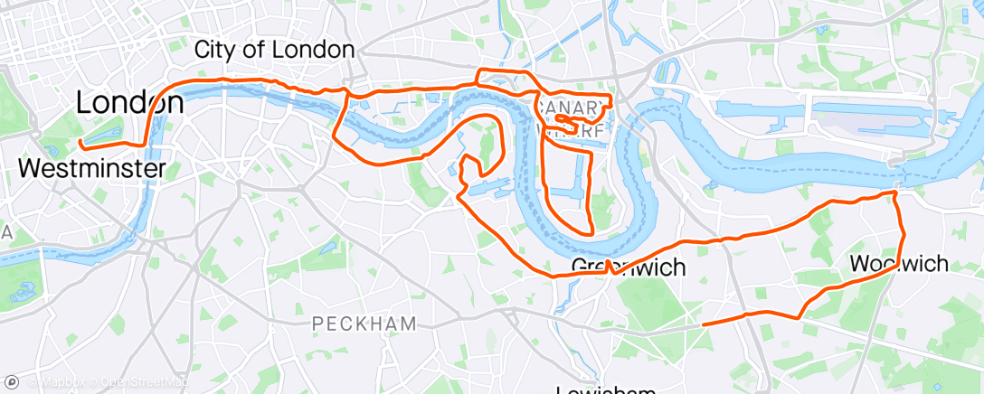 Kaart van de activiteit “TCS 2024 London Marathon”