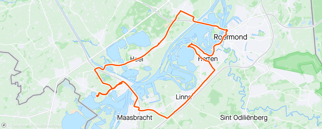 Map of the activity, Bike-run-bike Roermond