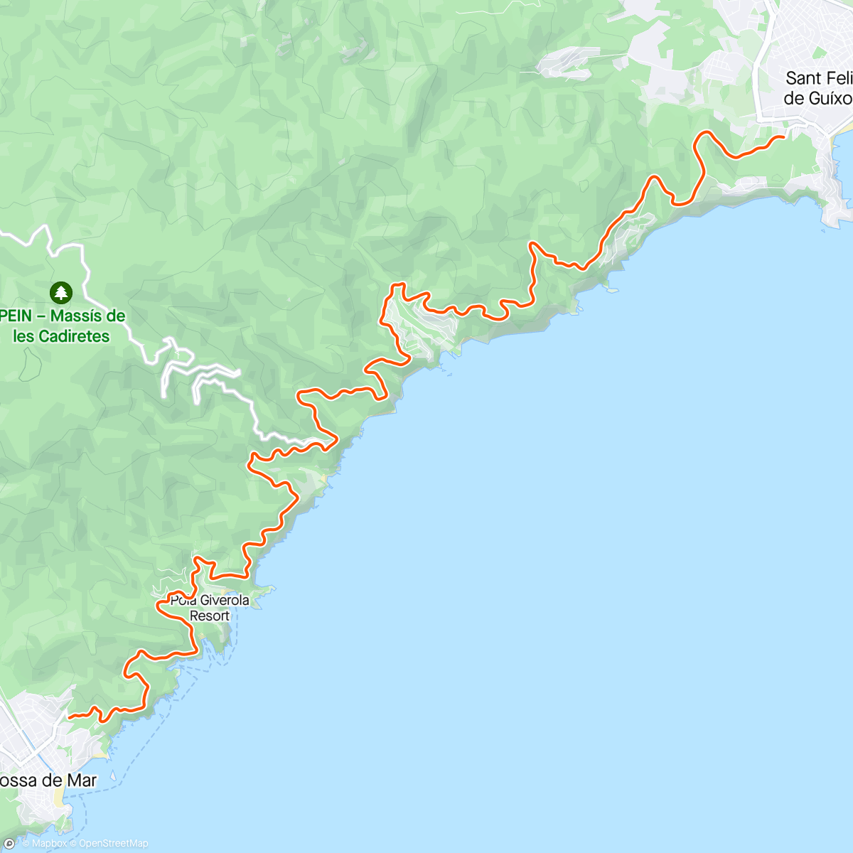 Map of the activity, ROUVY - Tossa de Mar to Sant Feliu de Guíxols | Spain