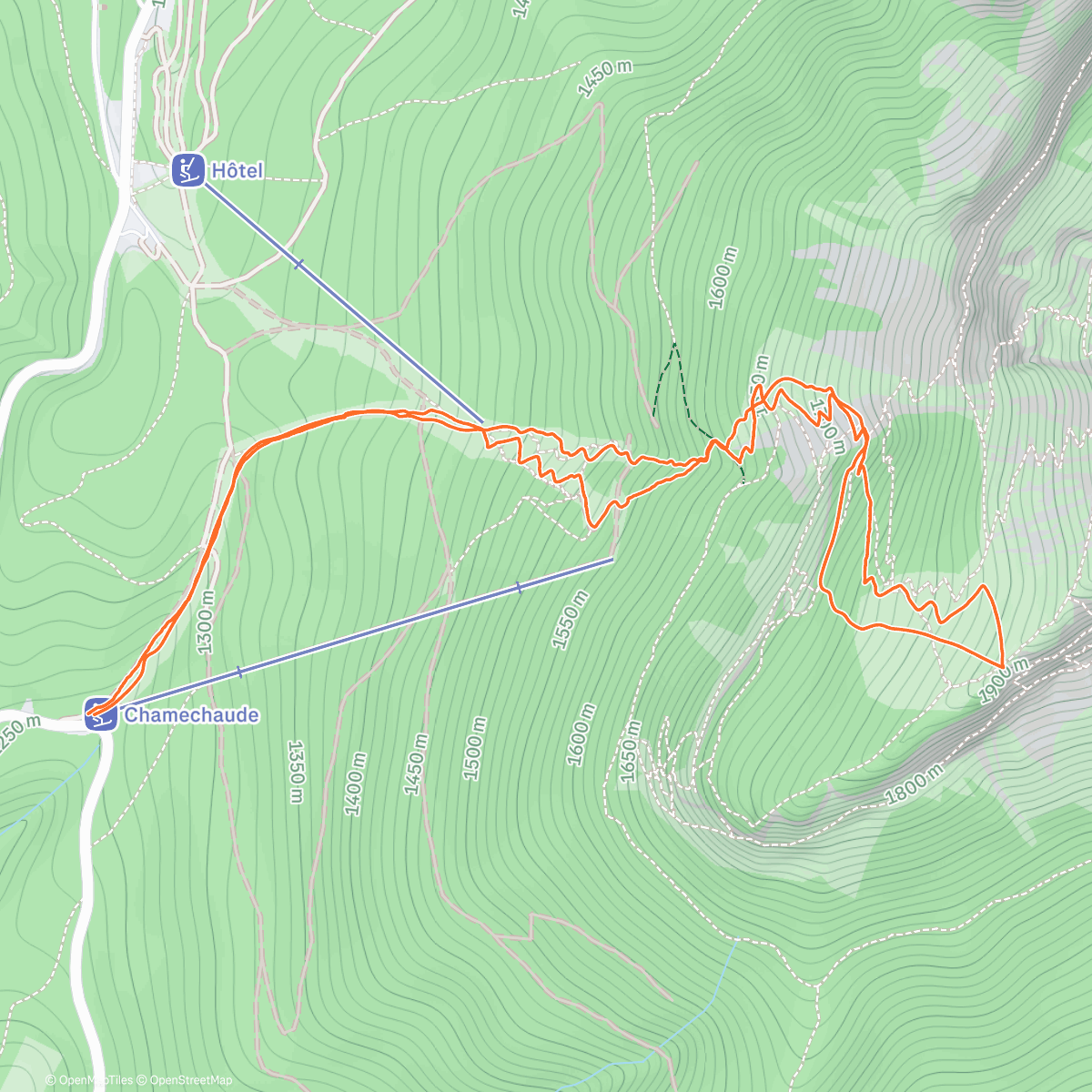 Map of the activity, Chamechaude entre collègues
