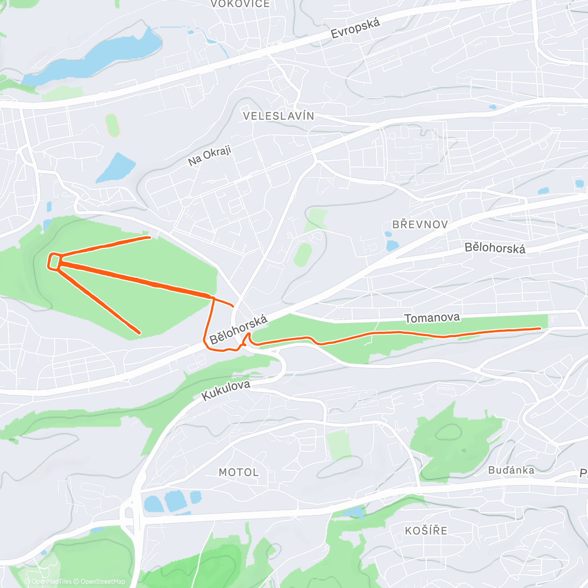 Map of the activity, Tramvají na běžky 💜