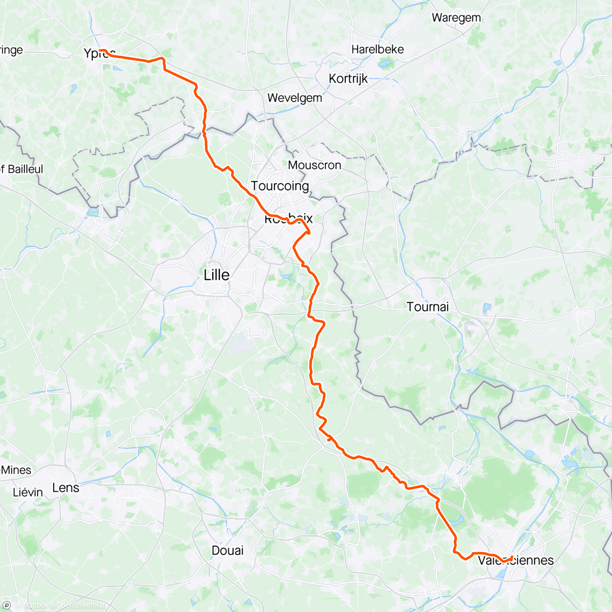 Map of the activity, Epeak e.1 – Valenciennes til Ipres