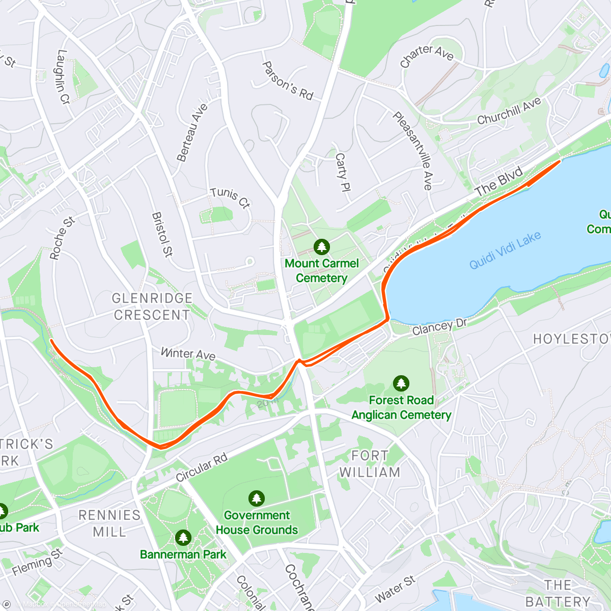Map of the activity, QV Tely Run Team