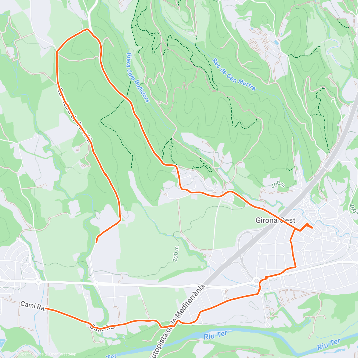 Map of the activity, Halfway-ish to a half marathon!