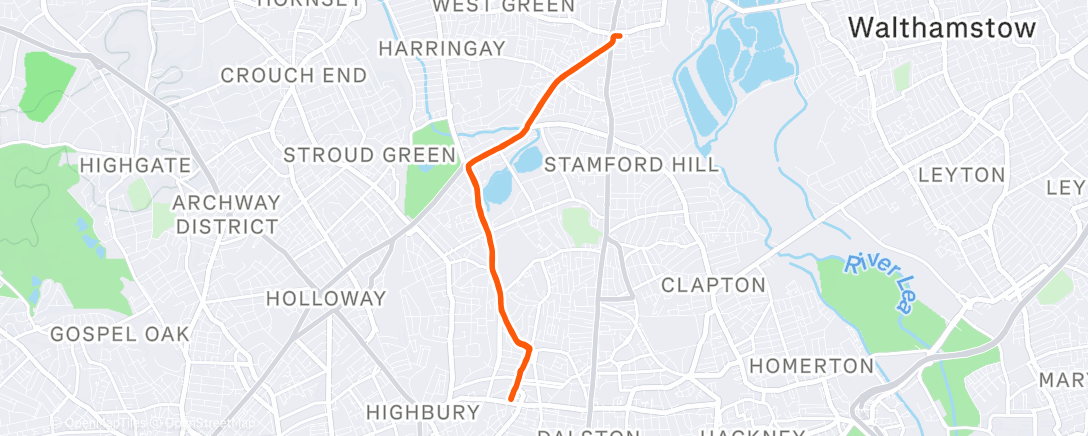 Map of the activity, Afternoon Run