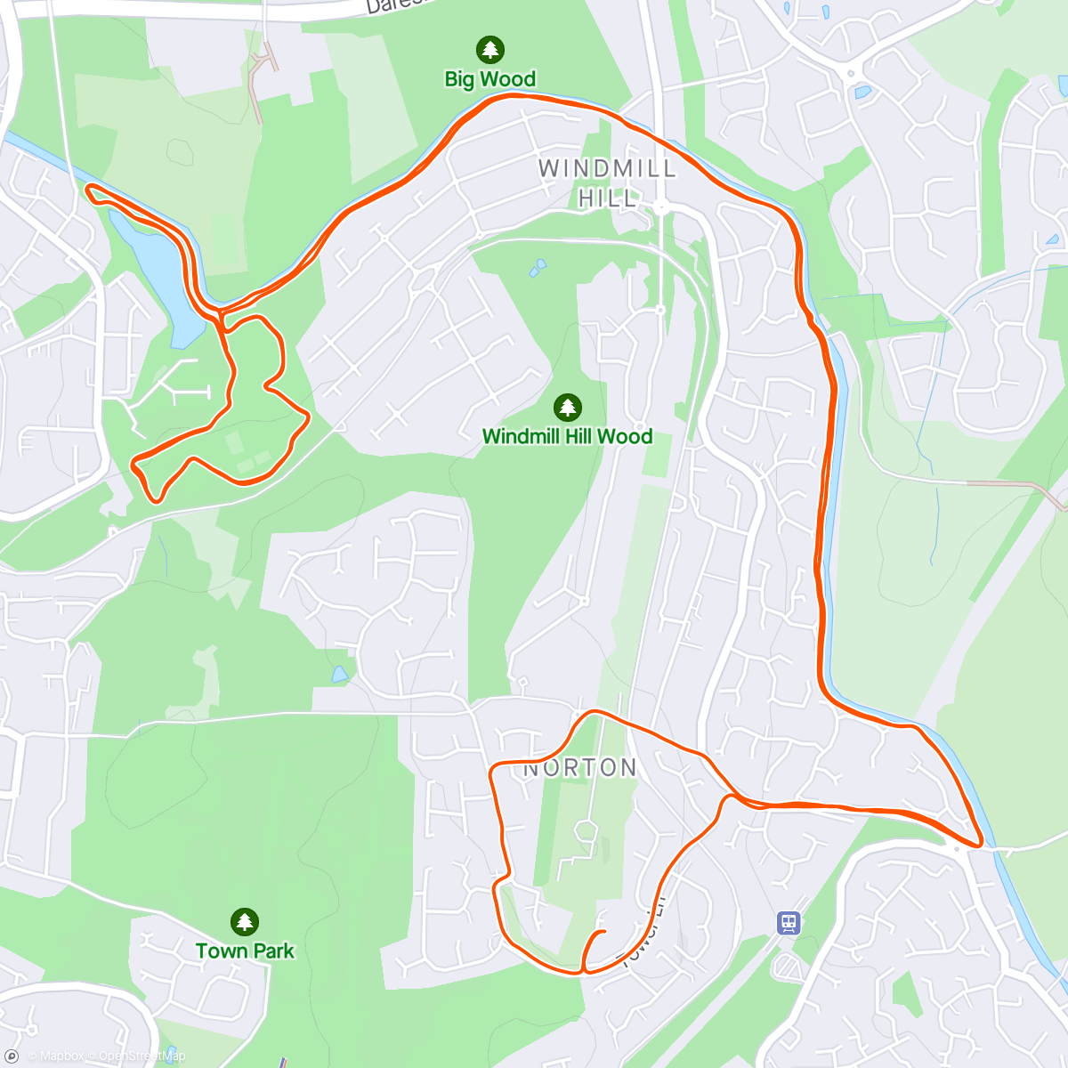 Map of the activity, 16km Long Run (tired legs from hill session and spin bike 🚲)