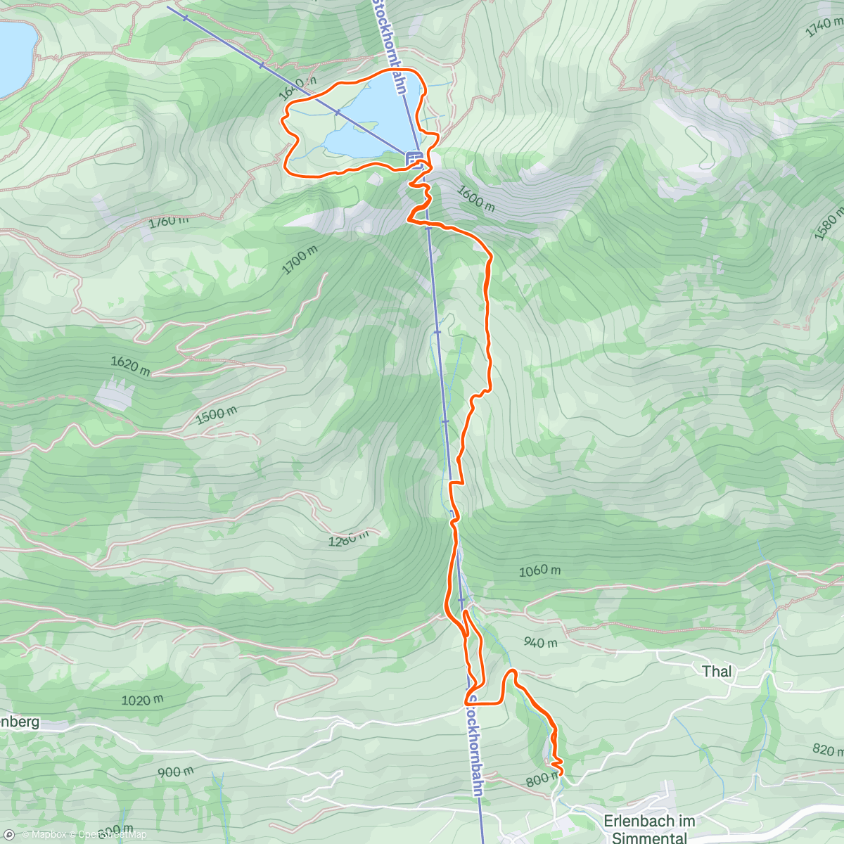 Map of the activity, Afternoon hike up and down 🥵