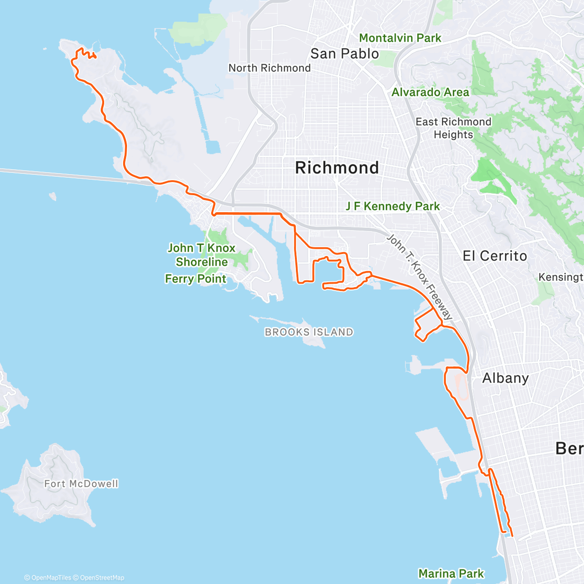 Map of the activity, Gina’s Birthday ride