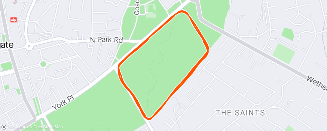 Map of the activity, Parkrun 199. Looking forward to next week