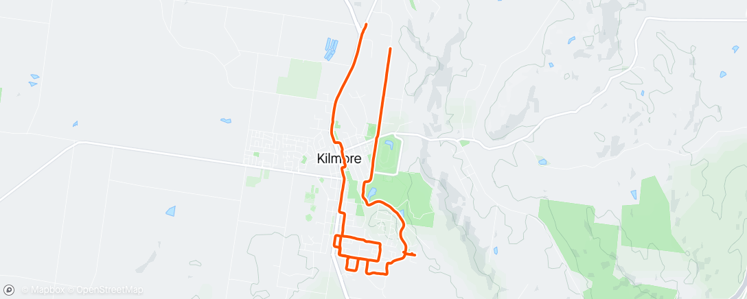 Map of the activity, 5 x 1.5k off 2' jog