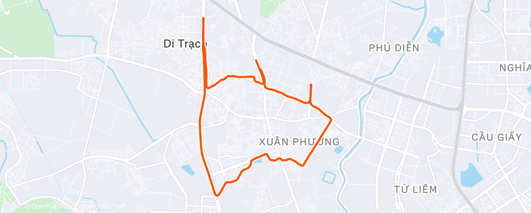 Map of the activity, Afternoon Run