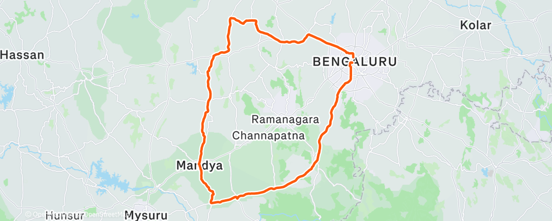 Map of the activity, MANDYA 300K BRM - PR DAY