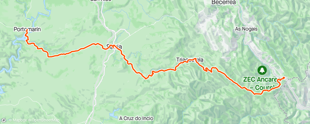 Mapa da atividade, Camino de Santiago Día 5 - (Pedrafita do Cebreiro - Portomarín)