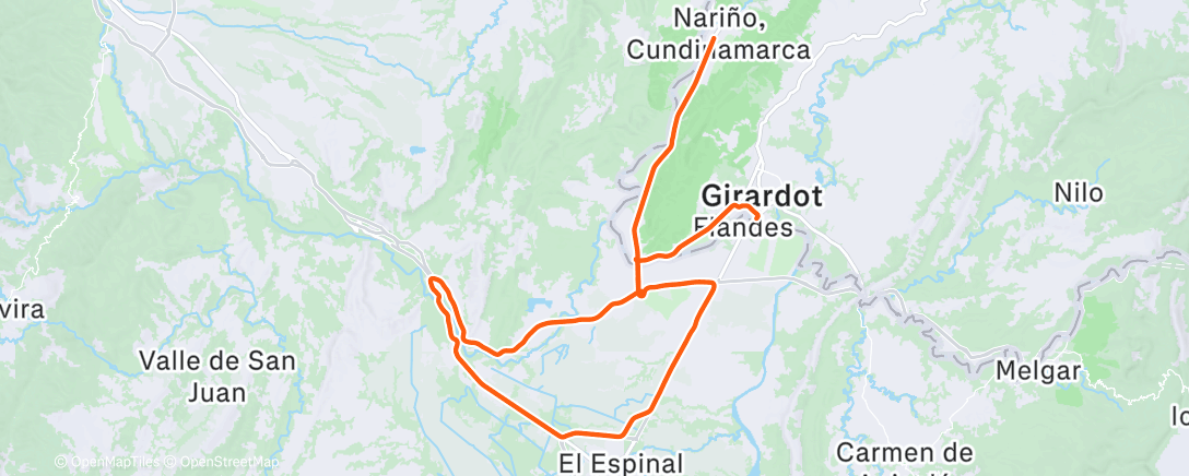 Map of the activity, Vuelta Sur
