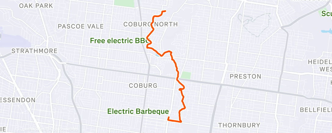 Map of the activity, Morning Run