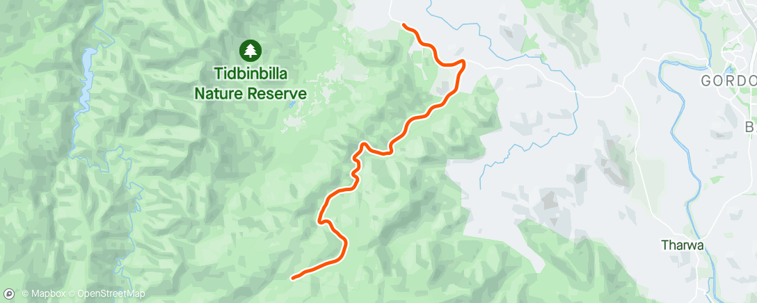 Carte de l'activité ROUVY - Tidbinbilla to Corin Dam | Australia