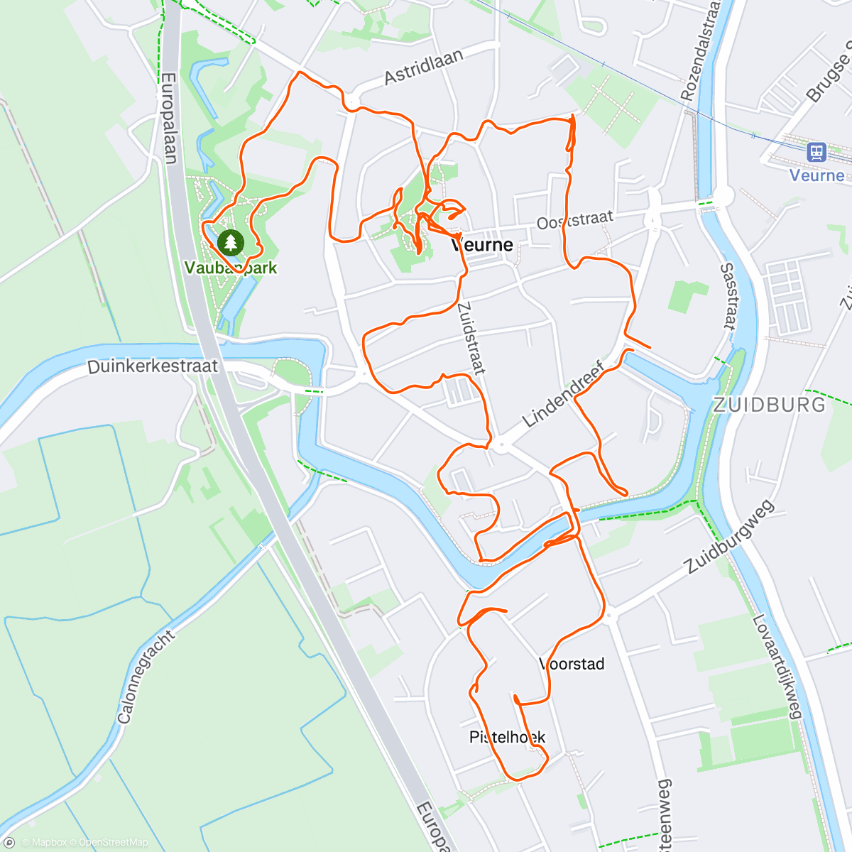 Map of the activity, Course à pied du midi