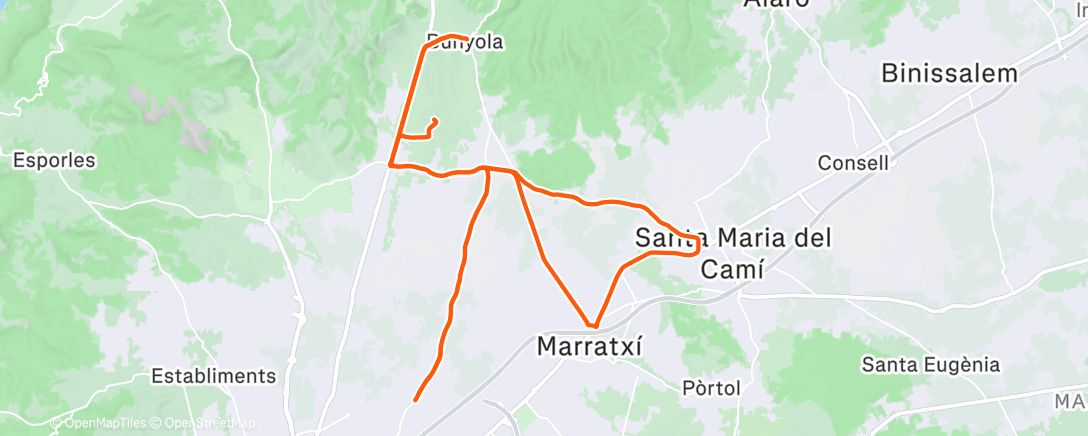 Map of the activity, Bicicleta por la tarde