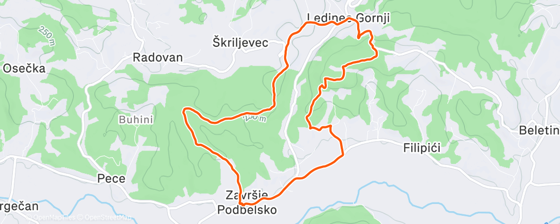 Map of the activity, Evening Trail Run