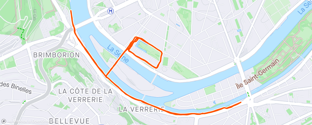 Map of the activity, Course à pied le midi