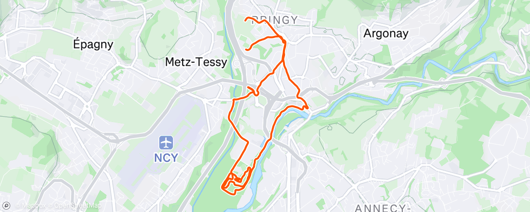 Map of the activity, Course à pied le matin