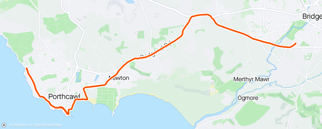 Карта физической активности (Roads to Porthcawl plus parkrun 125 with Lows.)