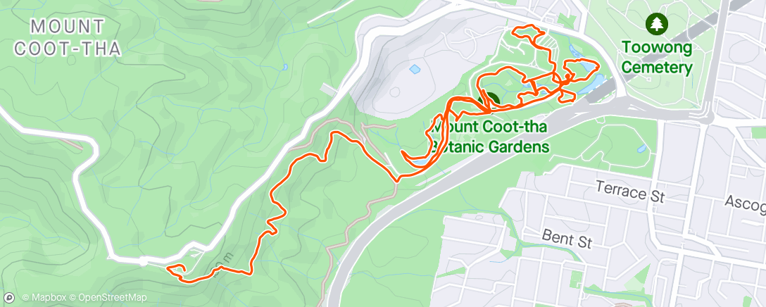 Map of the activity, Mt Coot-tha summit and botanical gardens