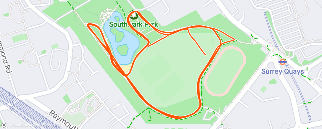 Map of the activity, Southwark Parkrun