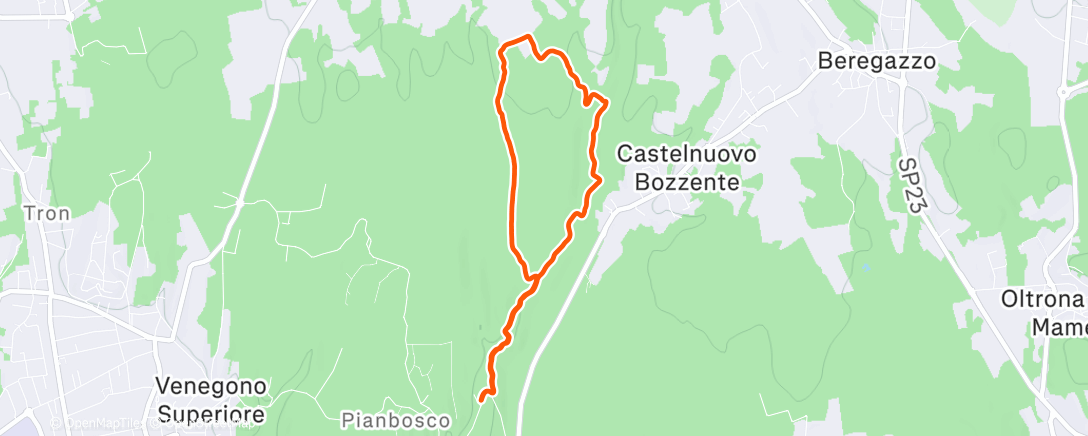 Map of the activity, Sessione di trail running mattutina