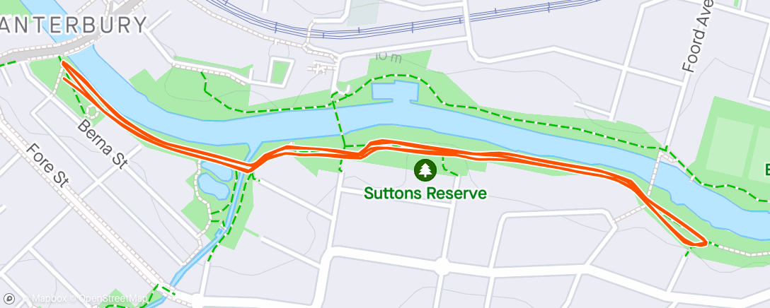 Map of the activity, Parkrun 158 (Cooks river)