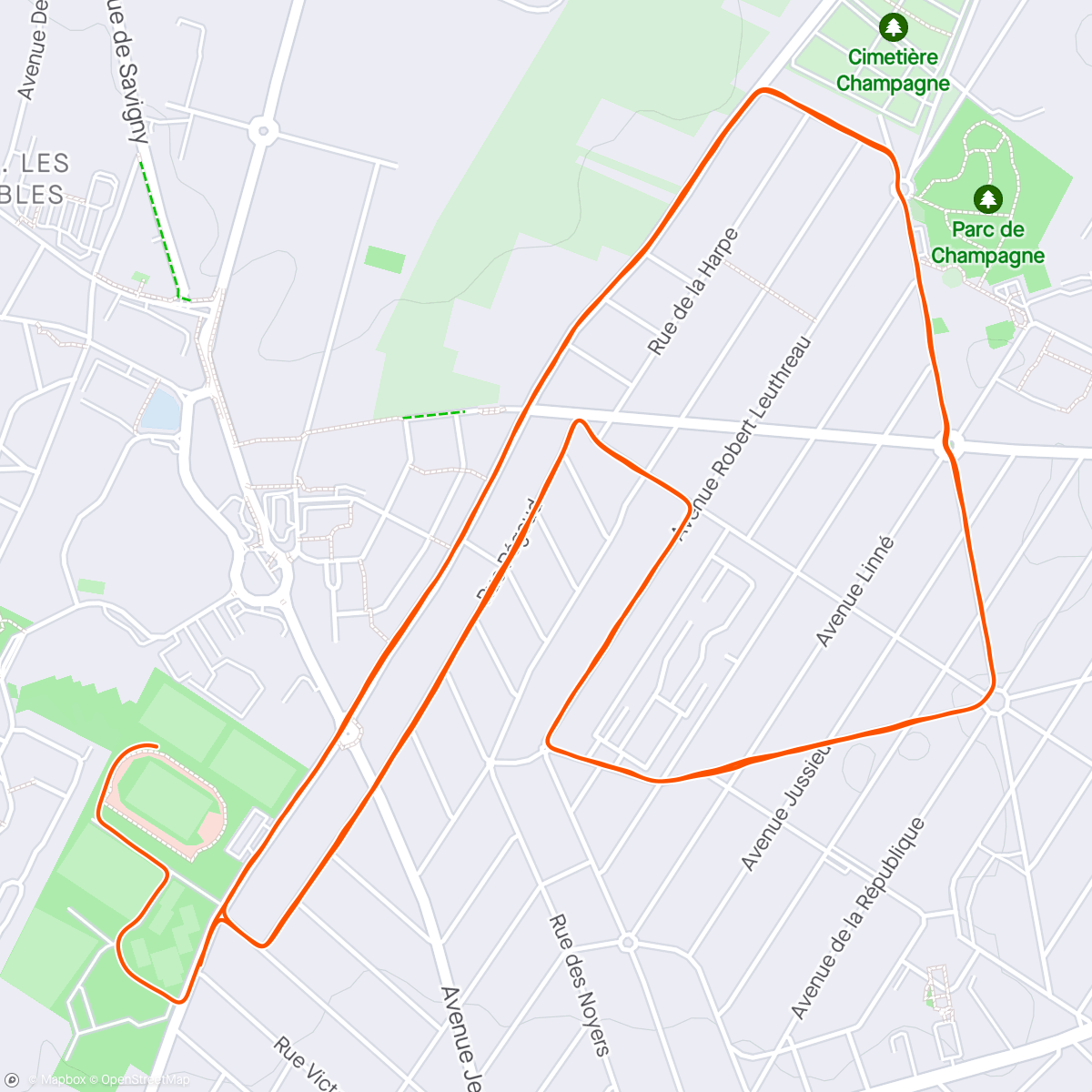 Map of the activity, 10 km foulées de Savigny sur orge