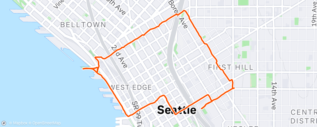 Map of the activity, Seattle Run - First Hill to Pikes Place