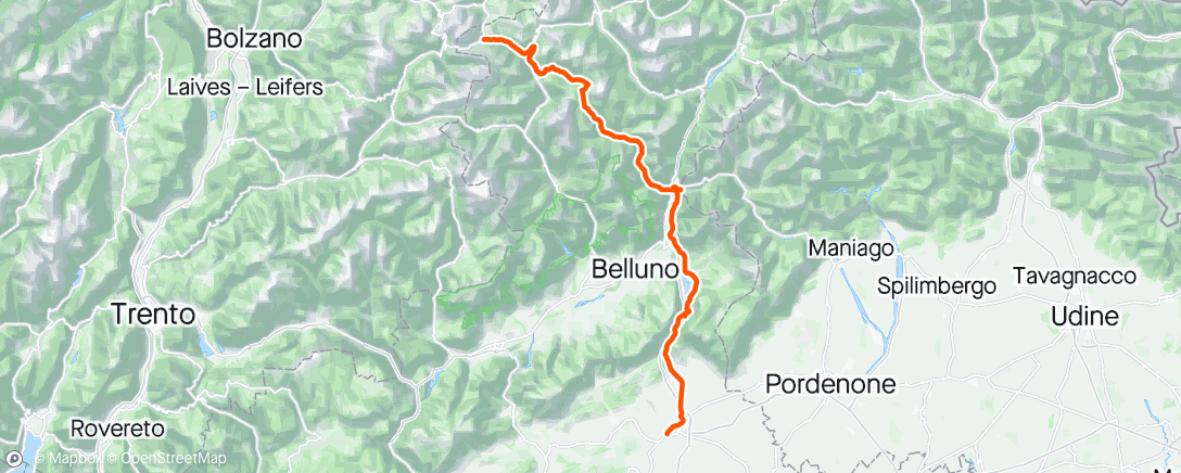 Map of the activity, Arabba - Conegliano