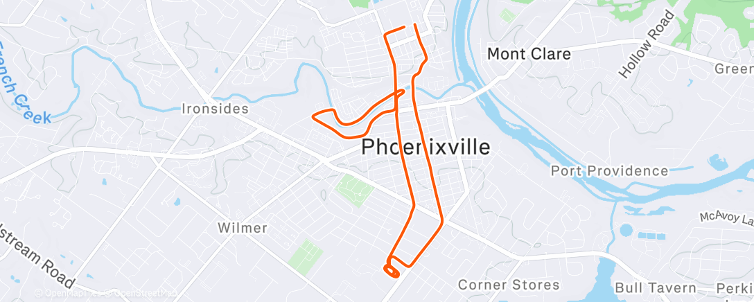 Map of the activity, 4 x 400 hard, 400 easy