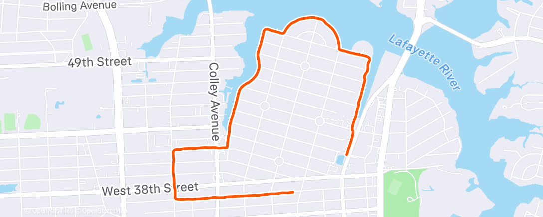 Map of the activity, Afternoon Run