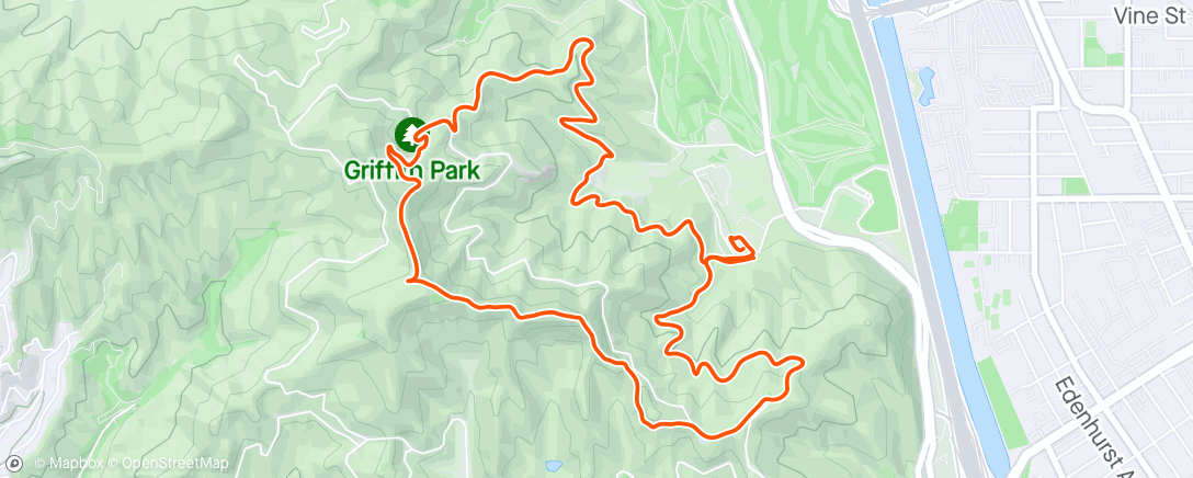 Map of the activity, Trail run in Griffith Park ✨