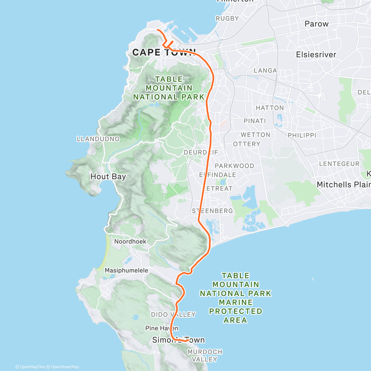 Map of the activity, Cape Peninsula Marathon