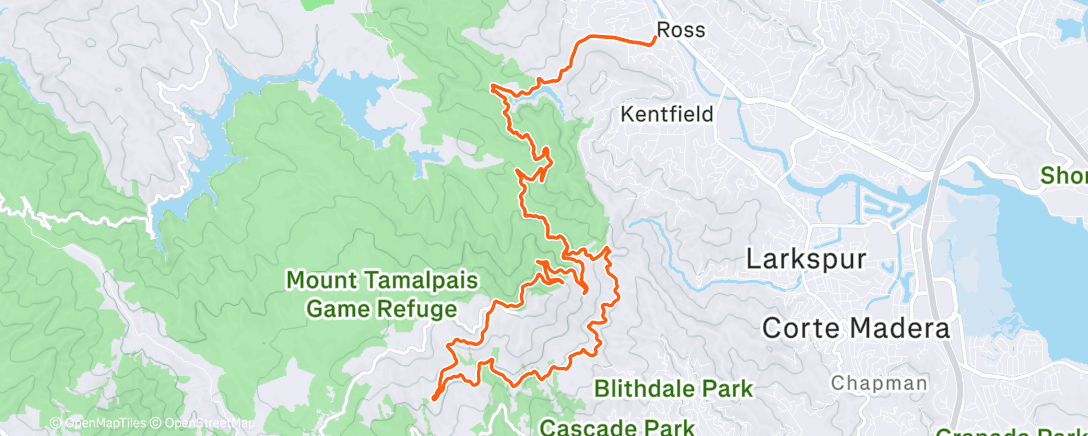 Map of the activity, The other way around the East Peak of Tam