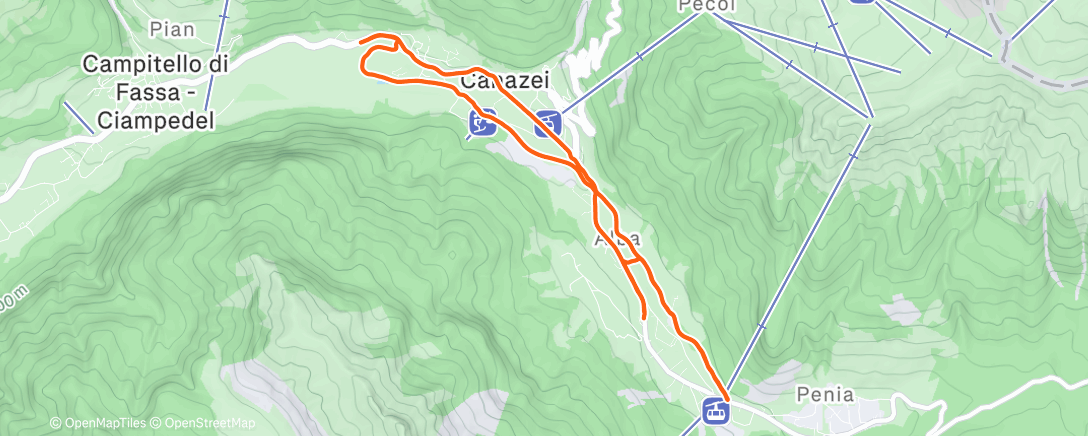 Map of the activity, Corsa pomeridiana