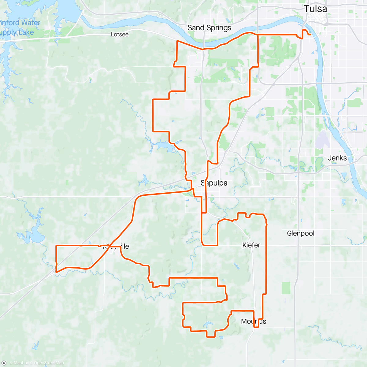 Map of the activity, Tour de Tulsa - 100
