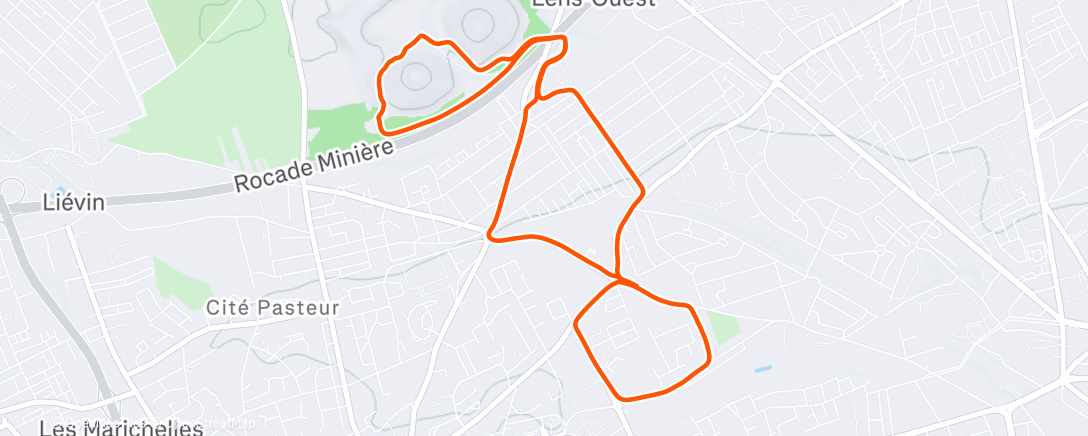 Map of the activity, Course à pied le midi