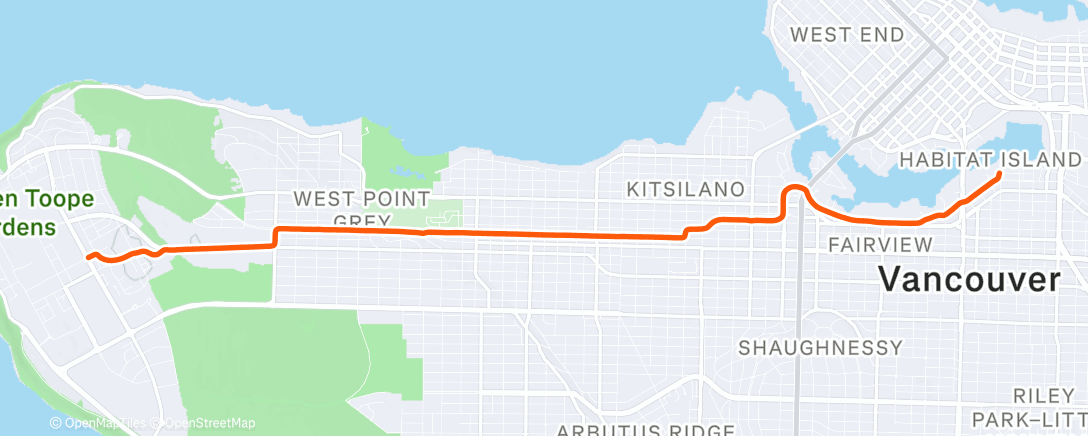 Map of the activity, Vancouver ride