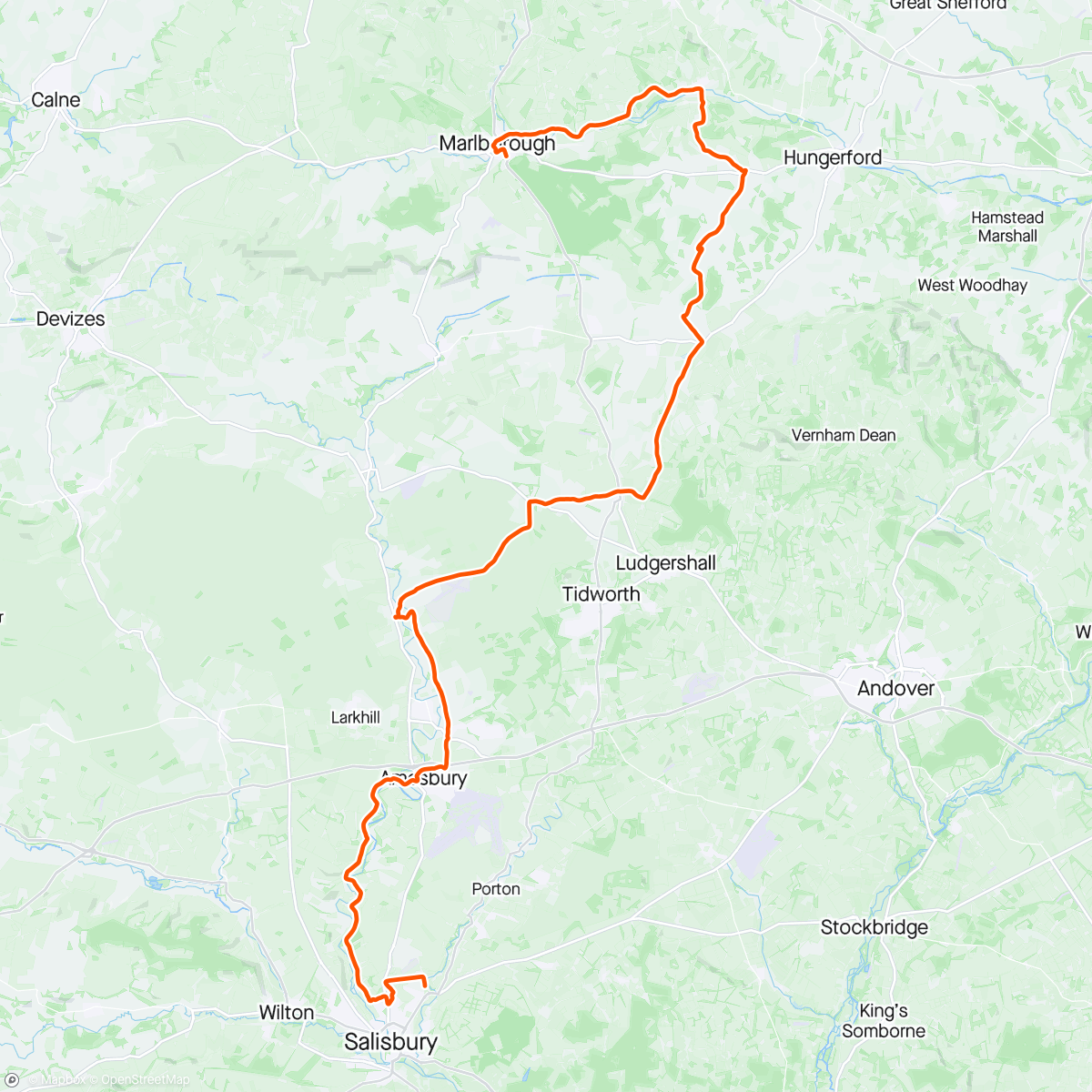 Map of the activity, Day 2 - CycleBristolCTC Wiltshire Cycle Way Tour, rain till early afternoon, lumpy ride