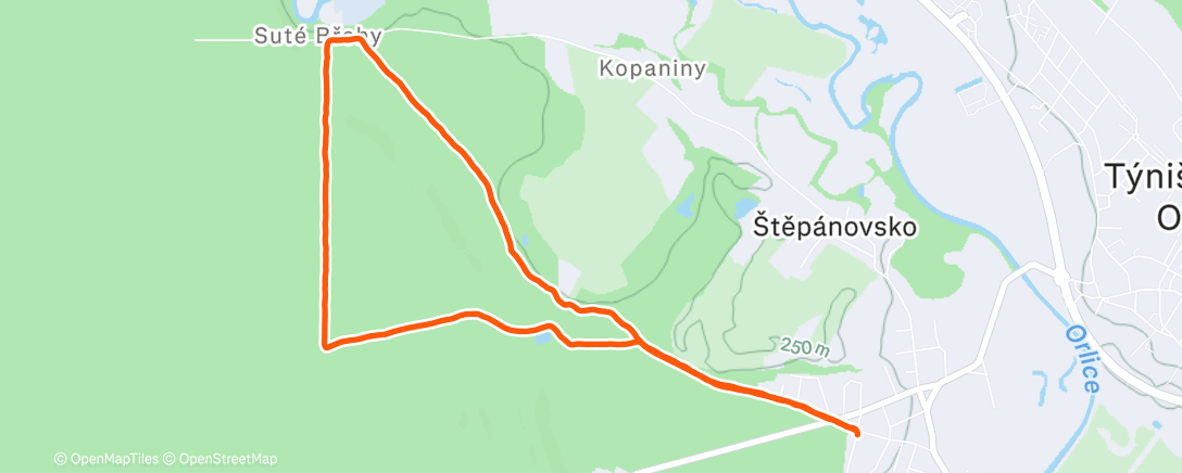 Map of the activity, Afternoon Run