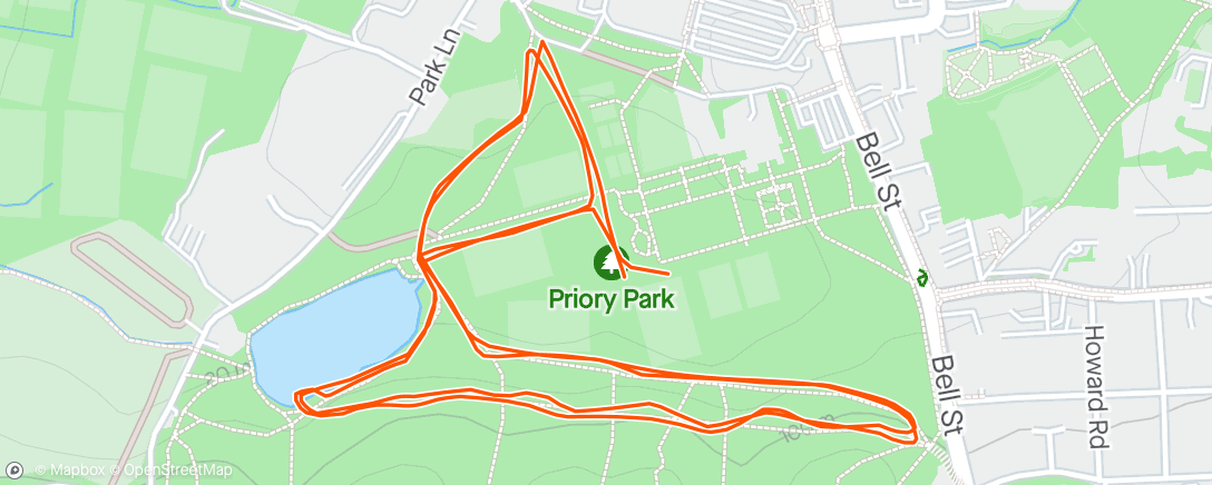 Map of the activity, Reigate Priory parkrun#456 my#243