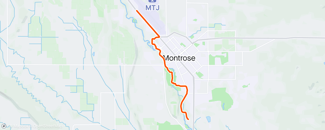 Map of the activity, Montrose River trail commute