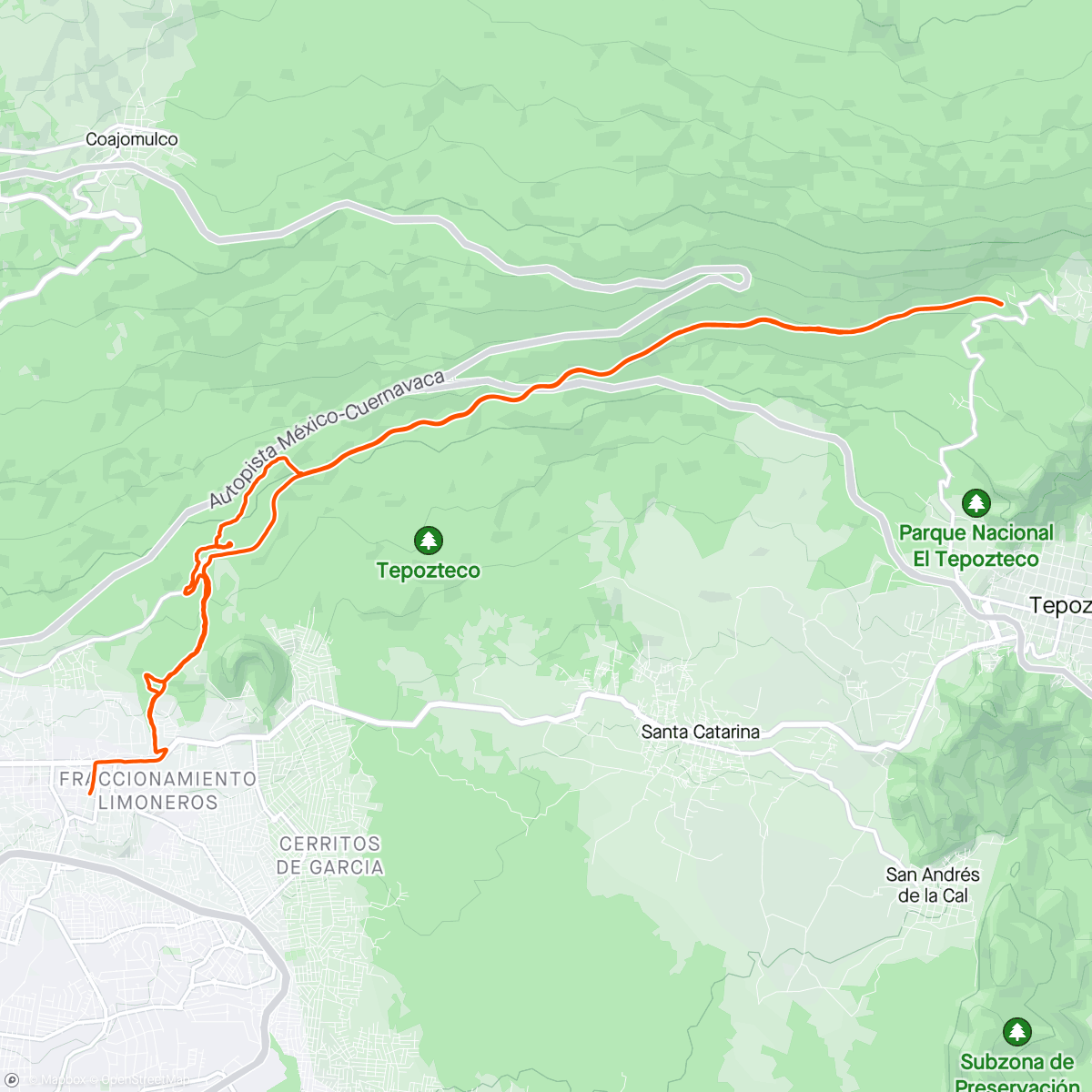 Map of the activity, Vuelta en bicicleta de montaña a la tarde
