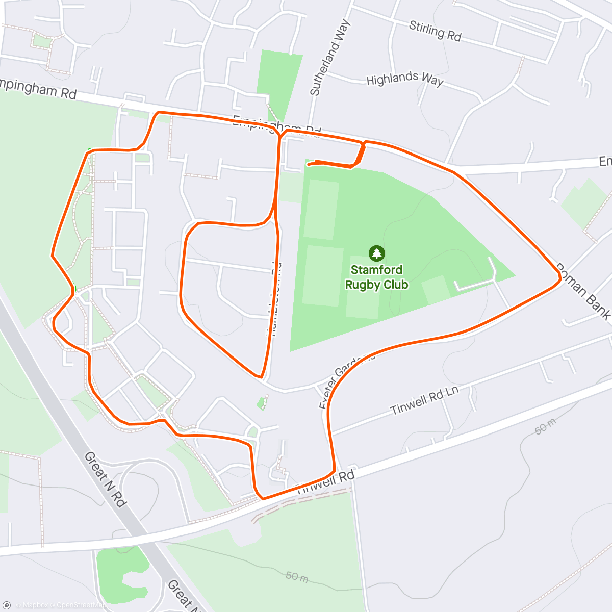 Map of the activity, Stamford 5k