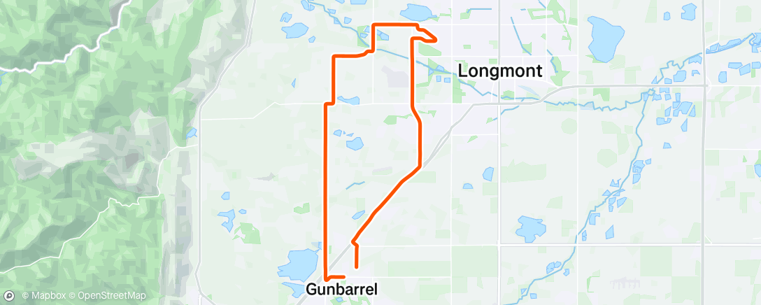 Map of the activity, Route looks like an eagle standing it’s ground in face of Longmont